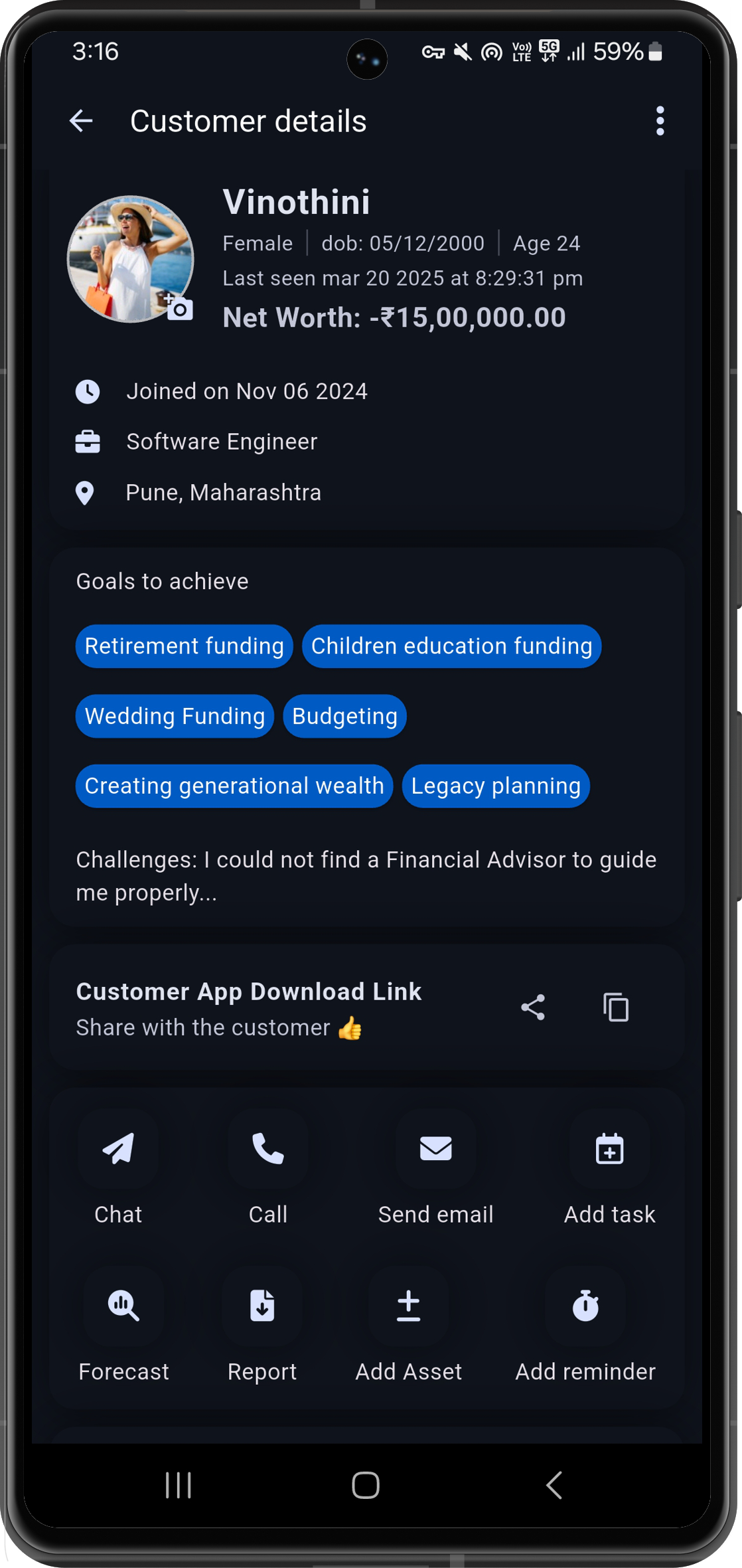 customer details